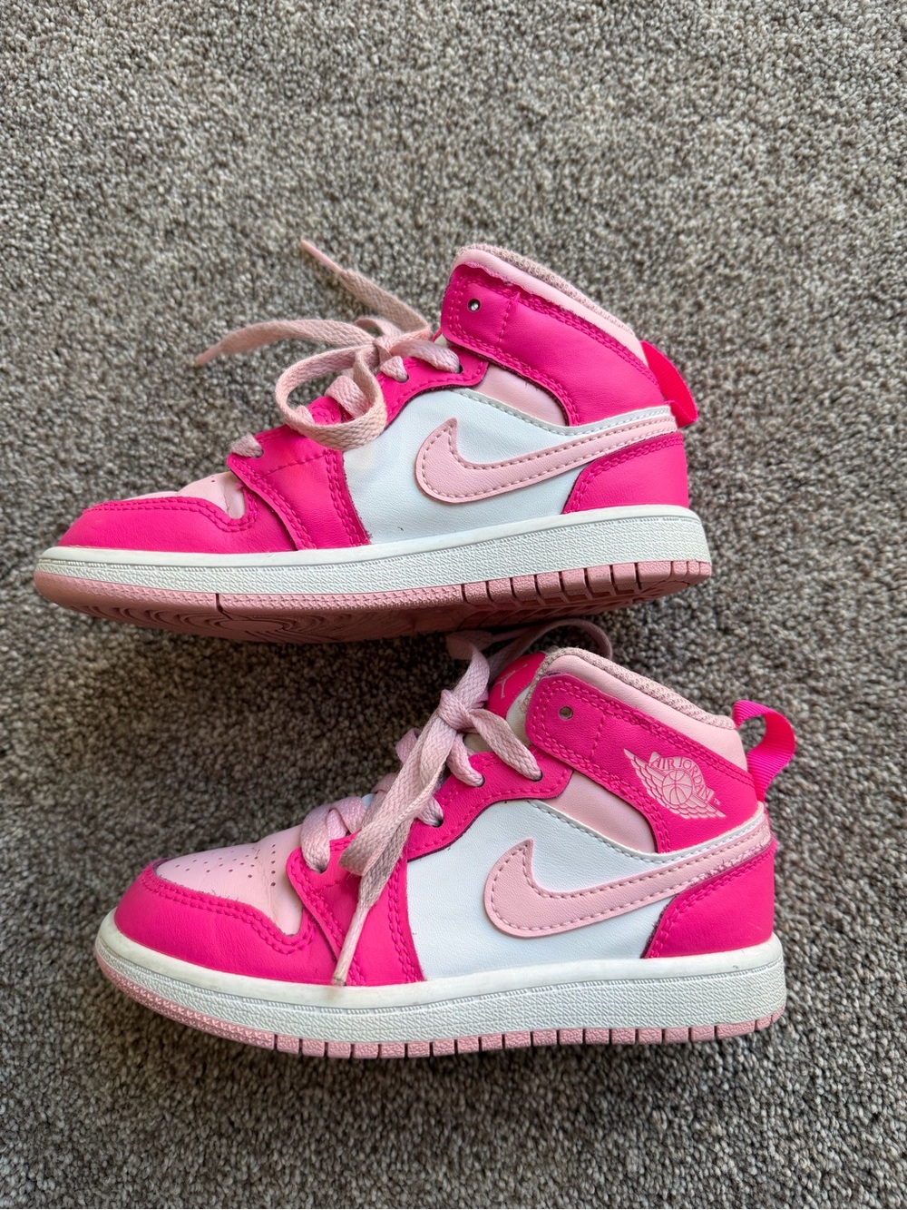 Jordan Kids' Mid Sneakers in Hot Pink and Light Pink Size 11C